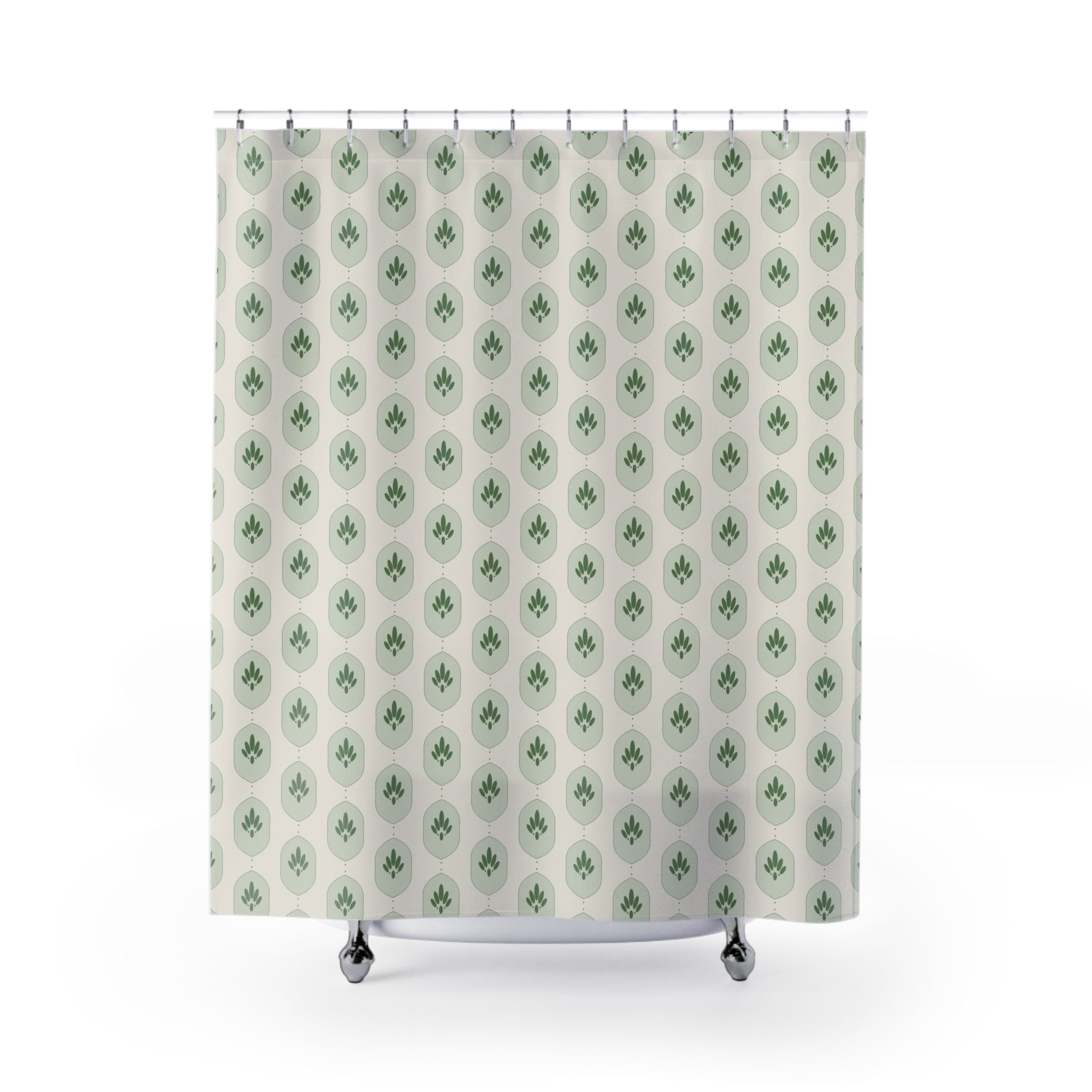 Sage Green Damask Shower Curtain – Botanical Ogee