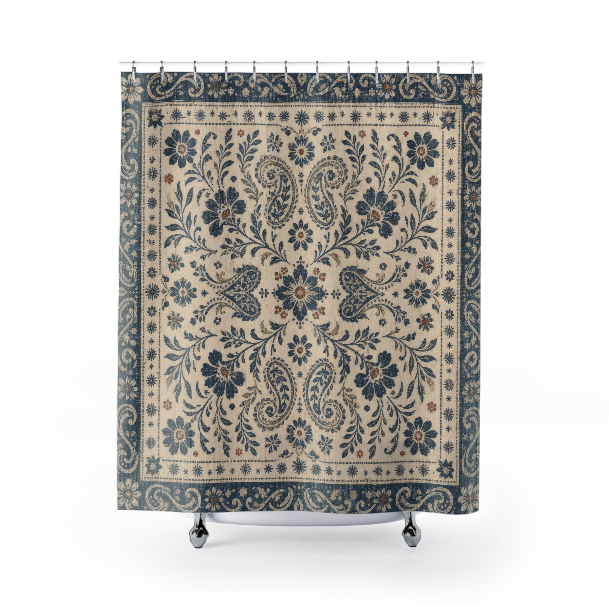 Blue Paisley Medallion Shower Curtain
