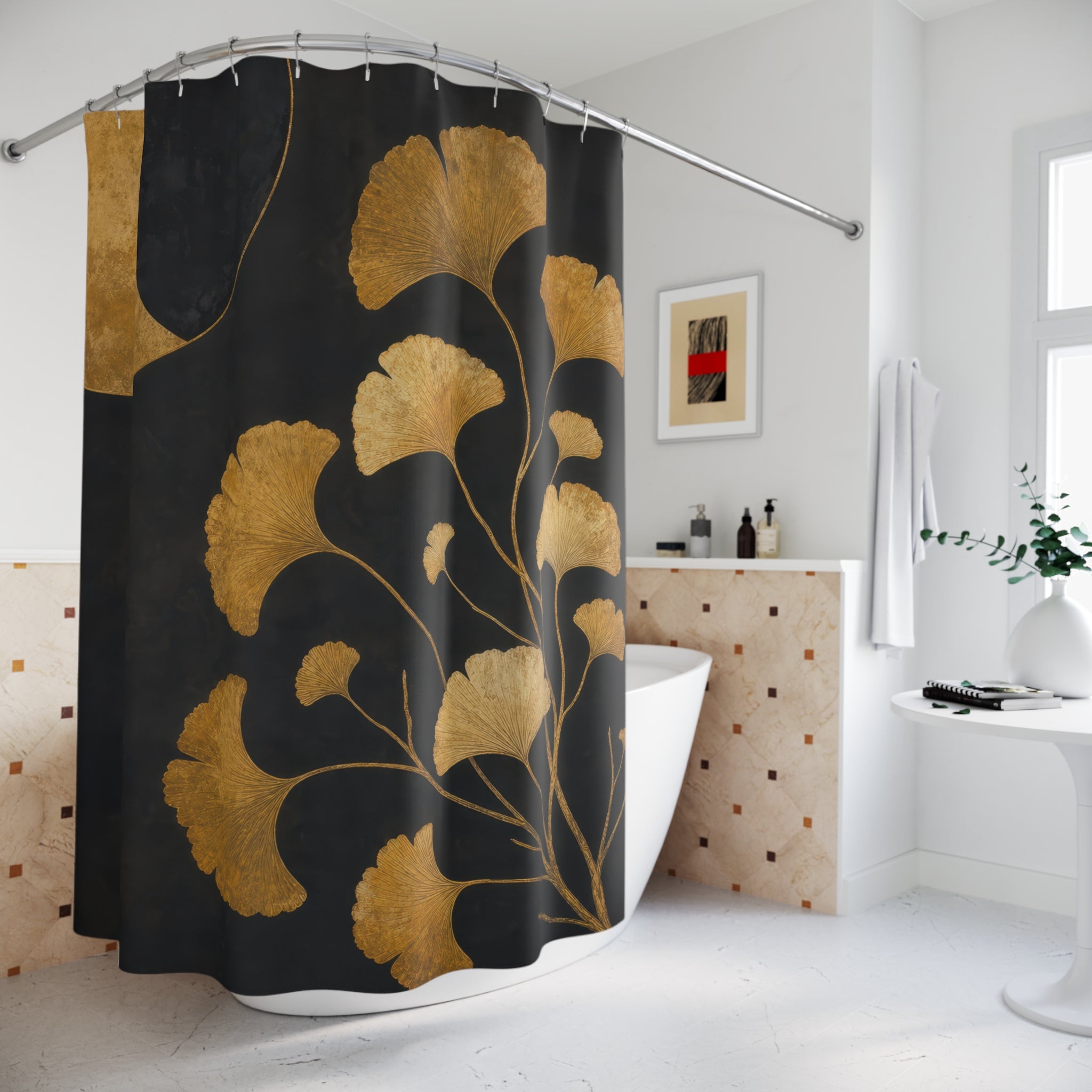 Ginkgo Eclipse Gold Shower Curtain