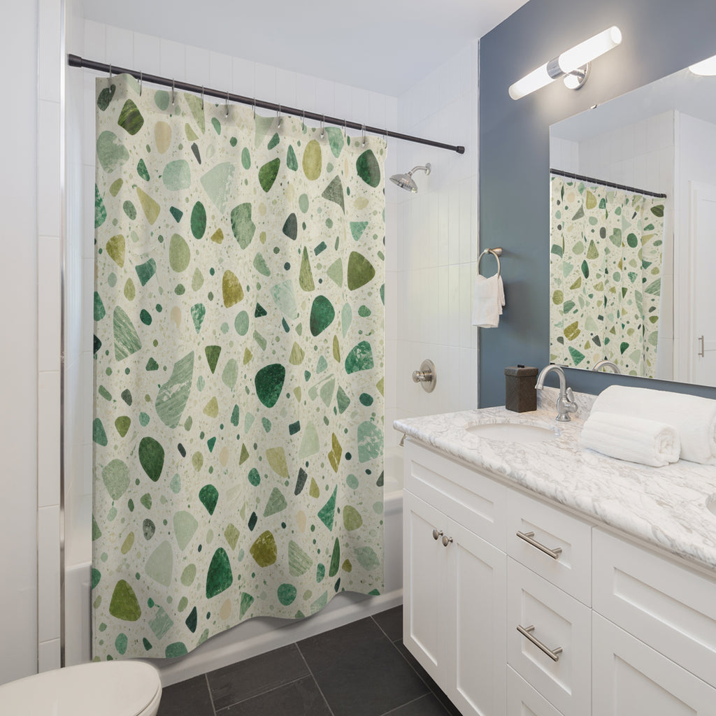 Emerald Sage Speckled Shower Curtain