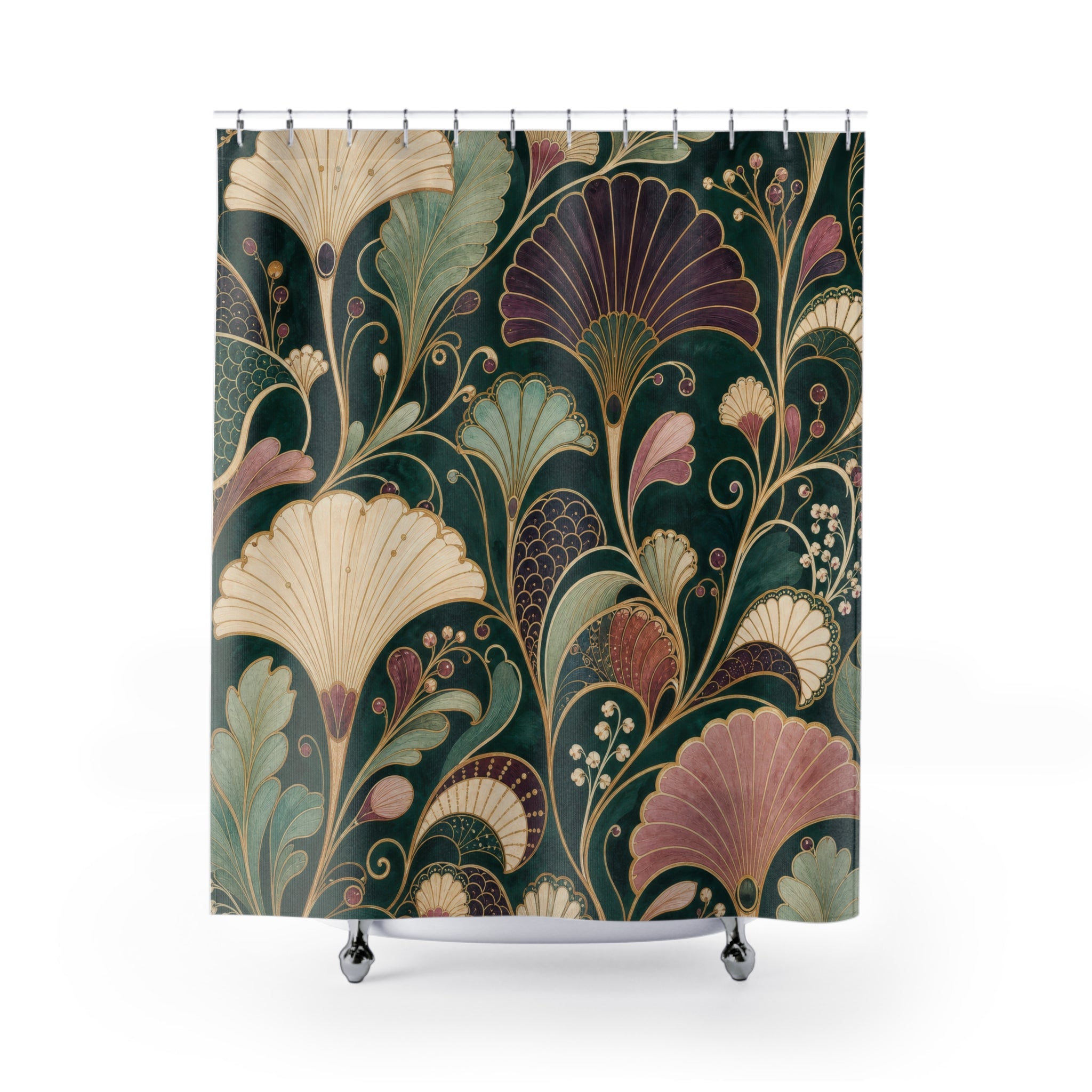 Art Deco Fan Floral Shower Curtain
