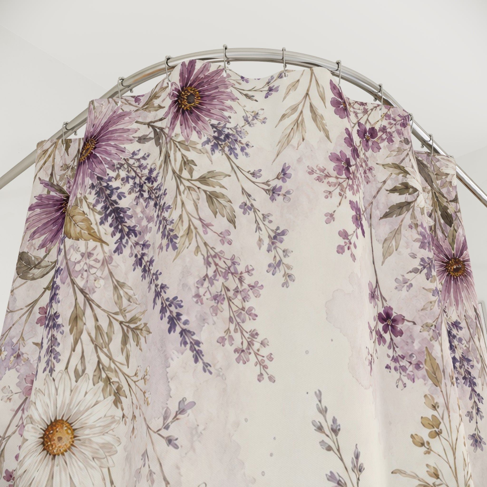 Lavender Daisy Wildflower Shower Curtain