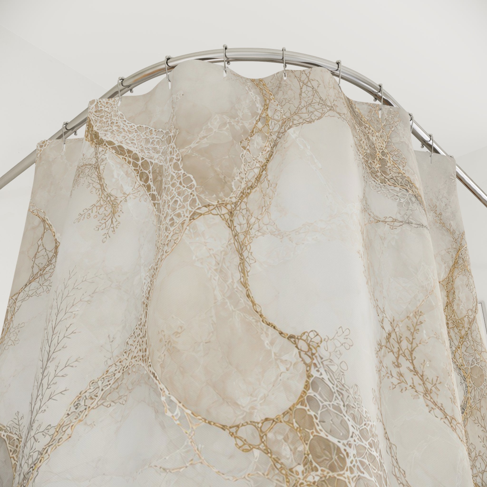 White and Gold Shower Curtain