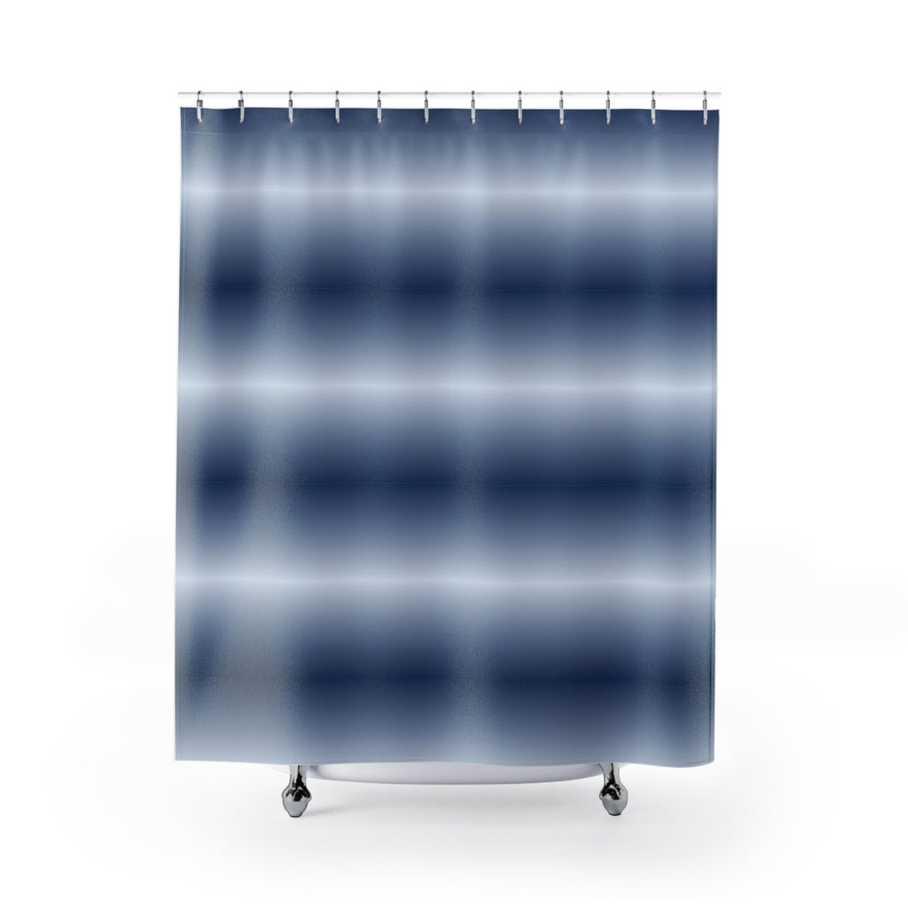 Blue and White Horizon Band Shower Curtain