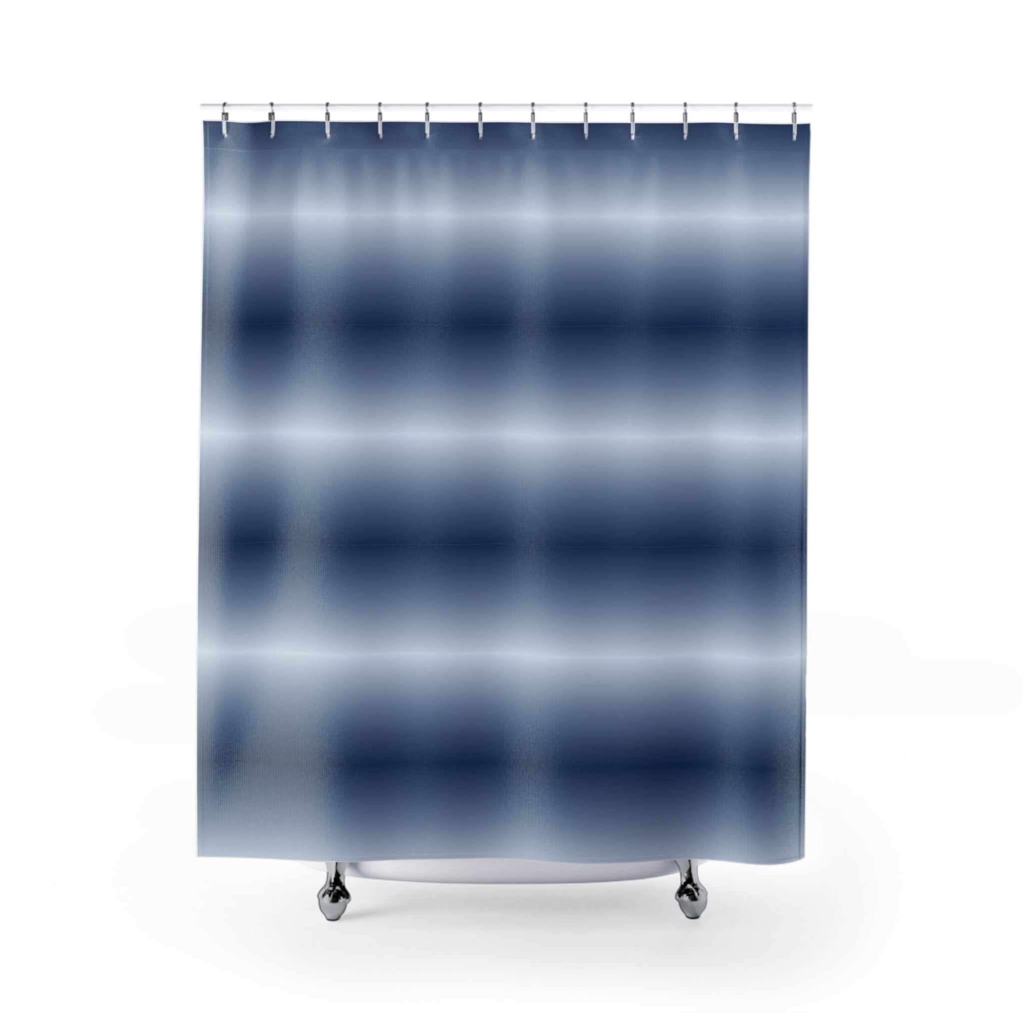 Blue and White Horizon Band Shower Curtain