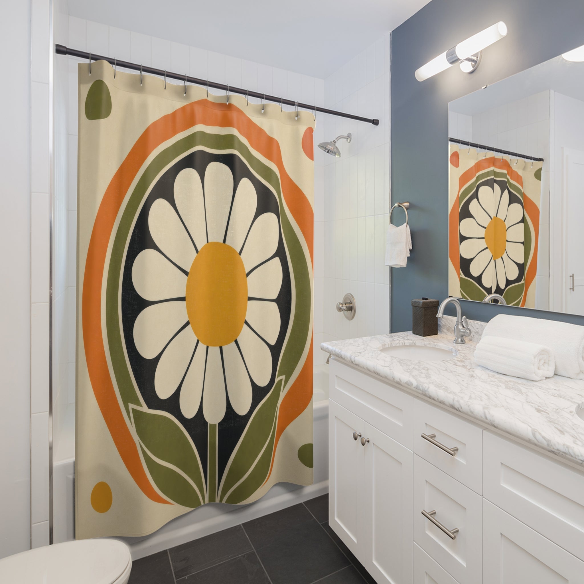 60s Daisy Retro Shower Curtain: 60s Daisy Shower Curtain