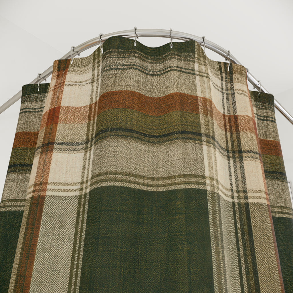 Farmhouse Green Plaid Shower Curtain