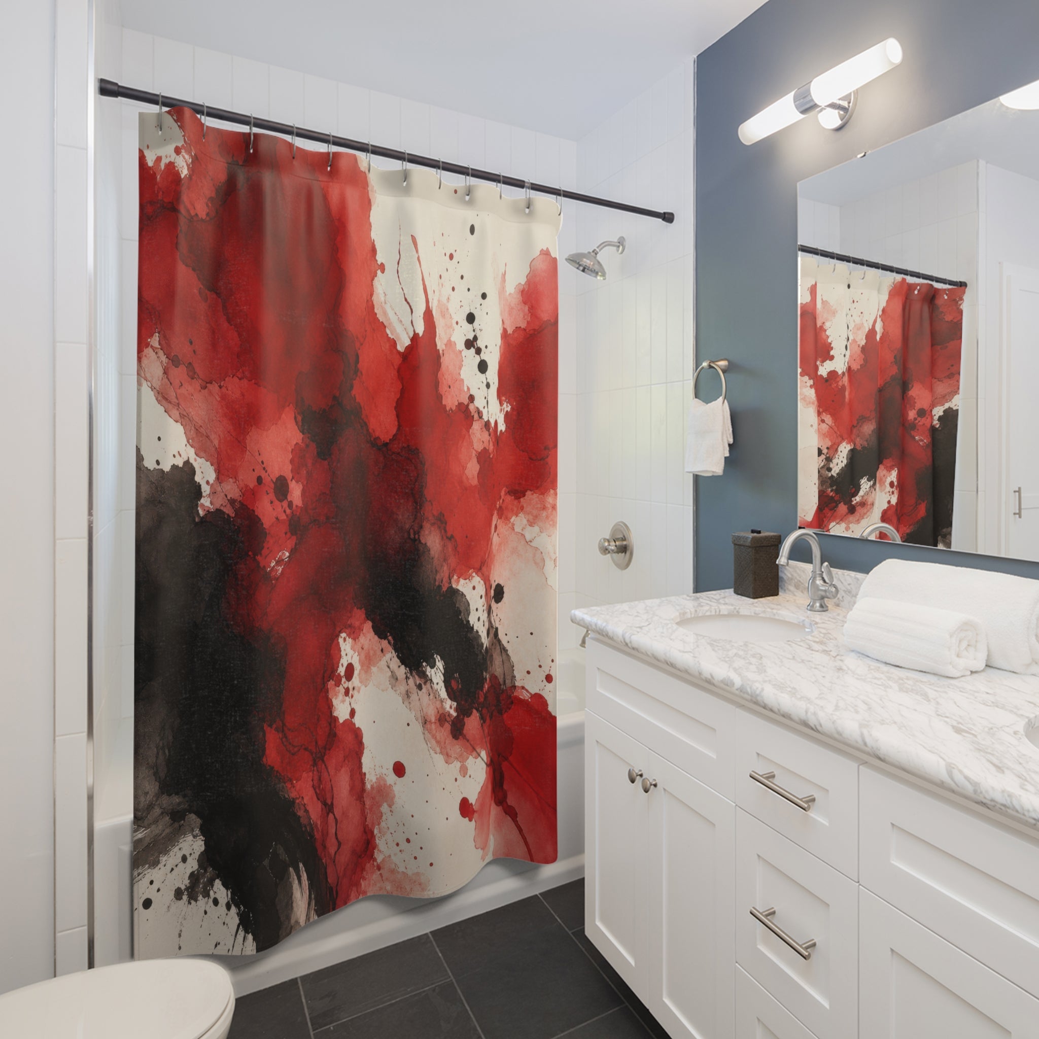 Red and Black Shower Curtain