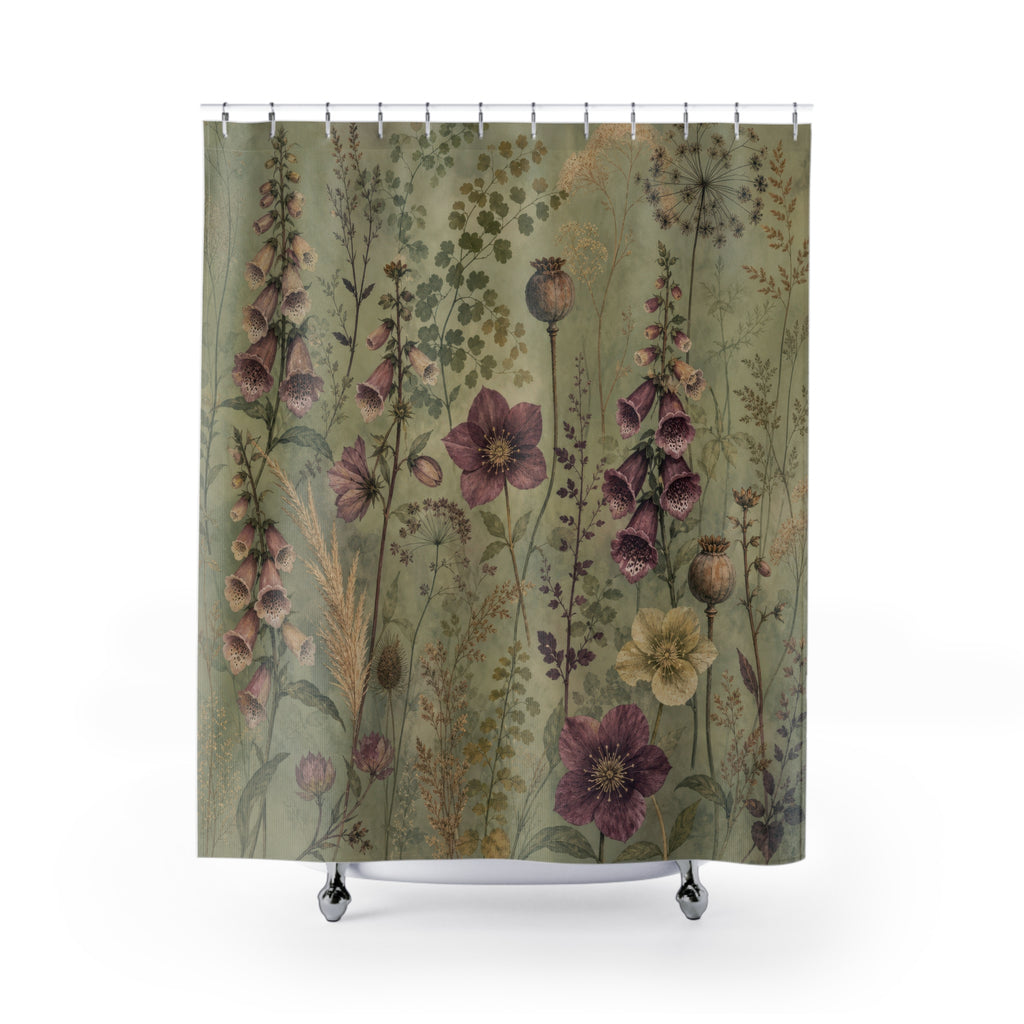 Antique Pressed Wildflower Shower Curtain