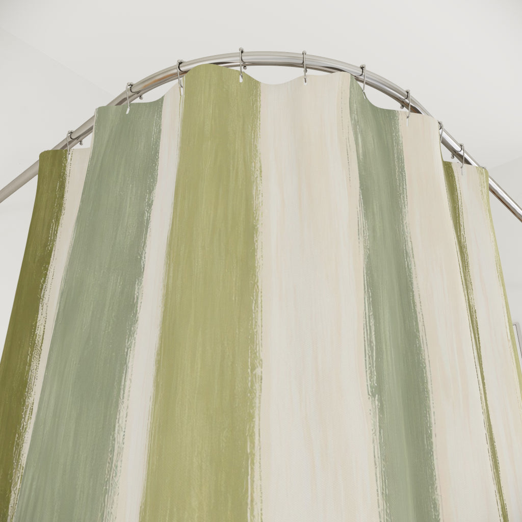 Olive Cabana Stripe Shower Curtain