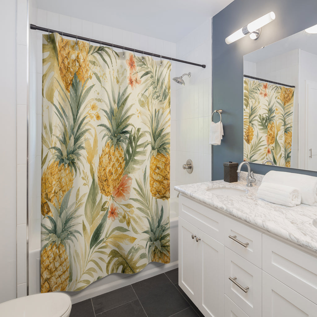 Painterly Pineapple Shower Curtain