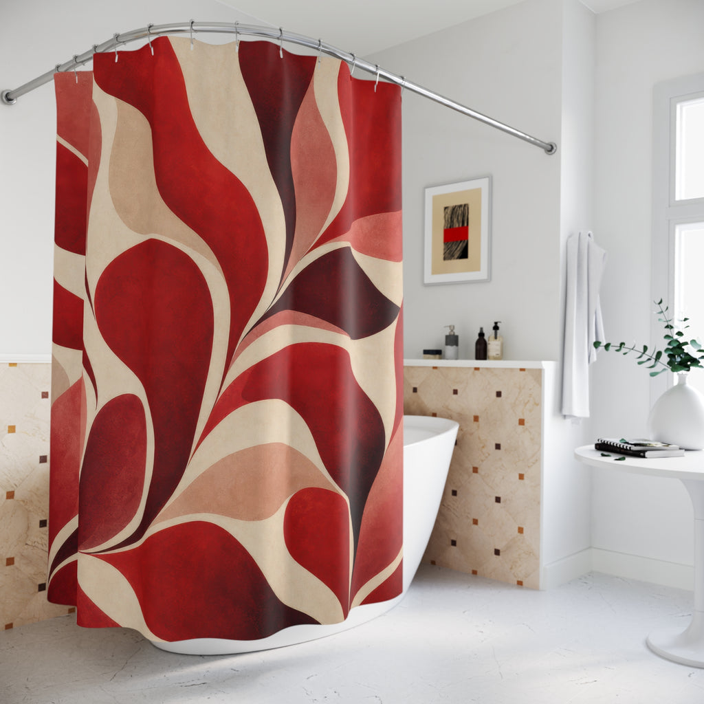 Red Botanical Shower Curtain