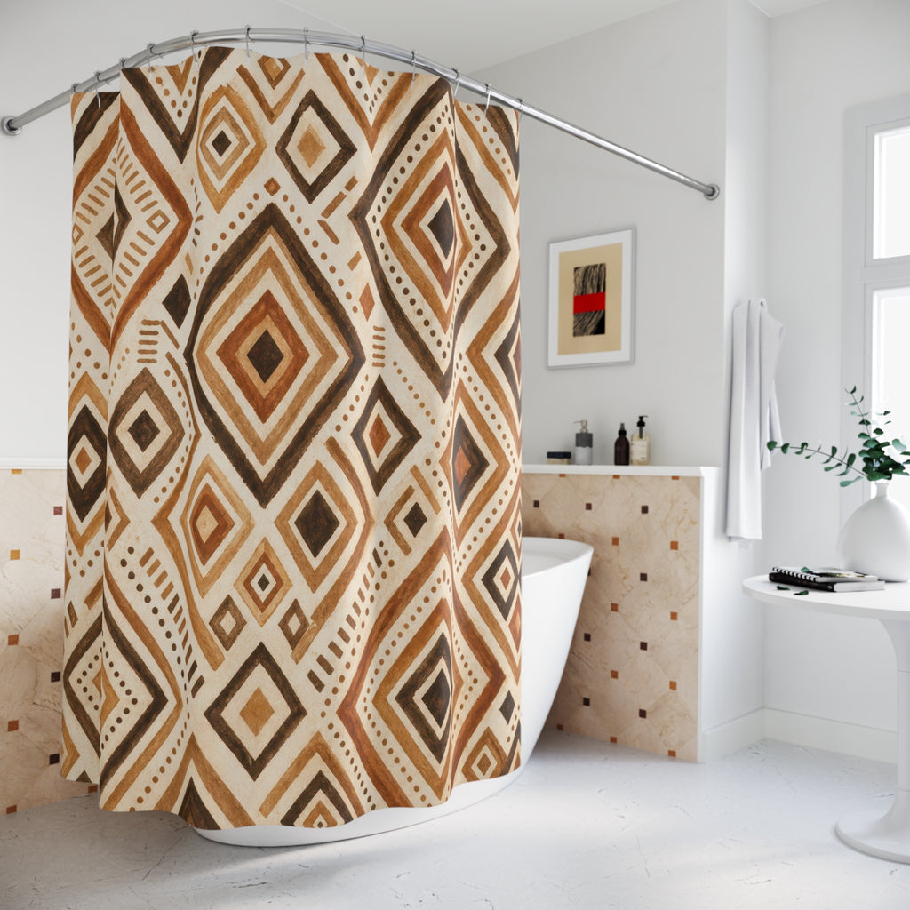 Brown Cream Diamond Shower Curtain