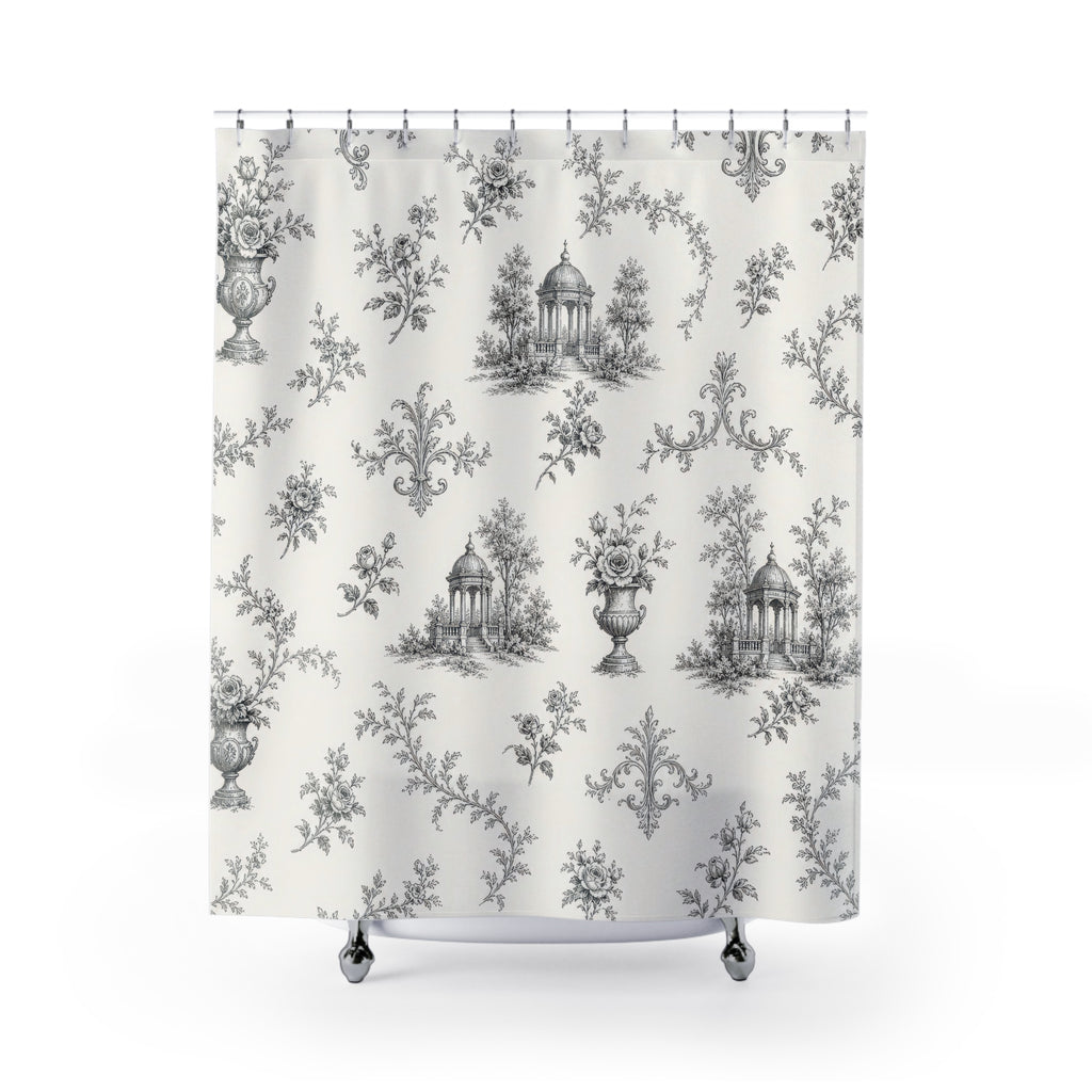 Toile Black White Shower Curtain