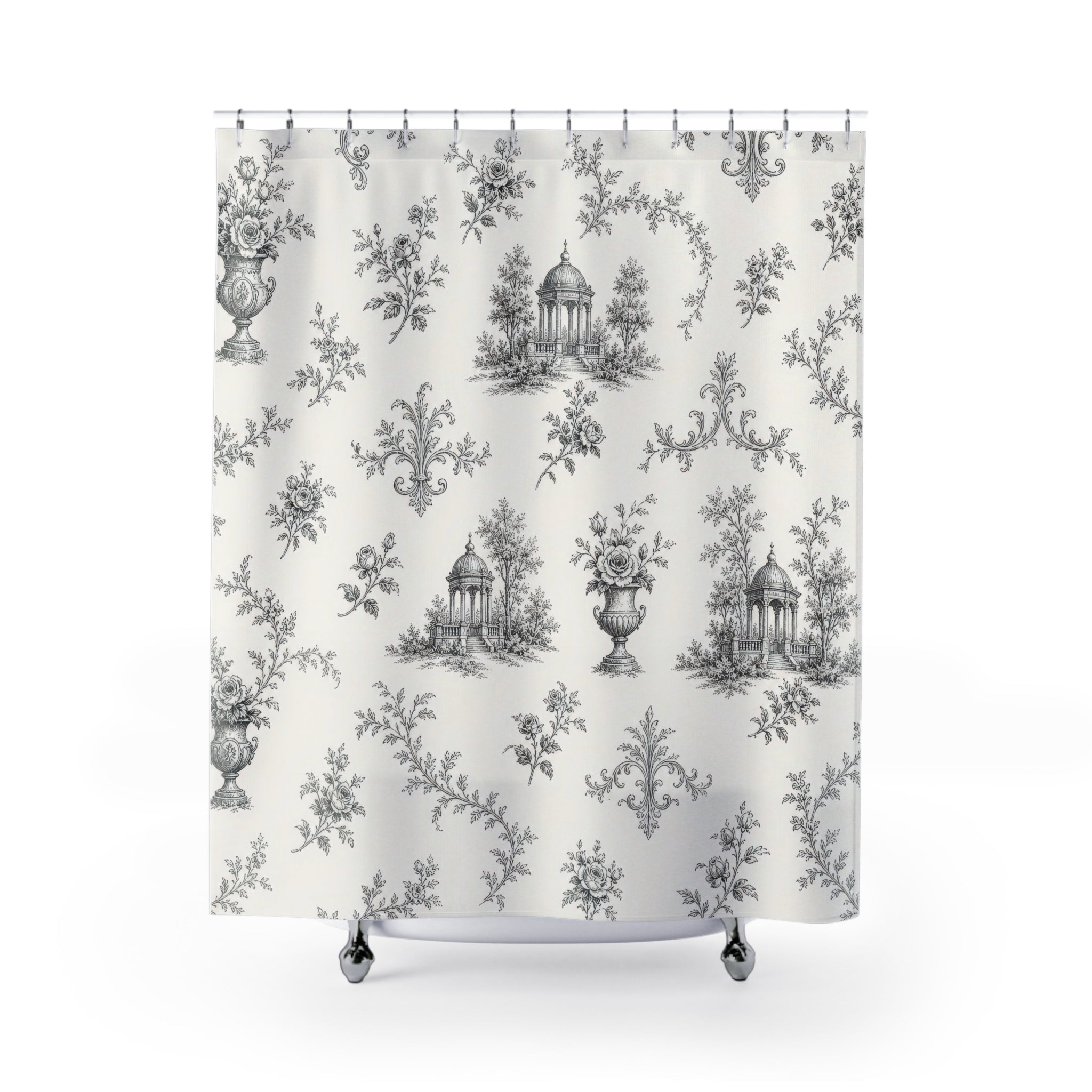 Toile Black White Shower Curtain