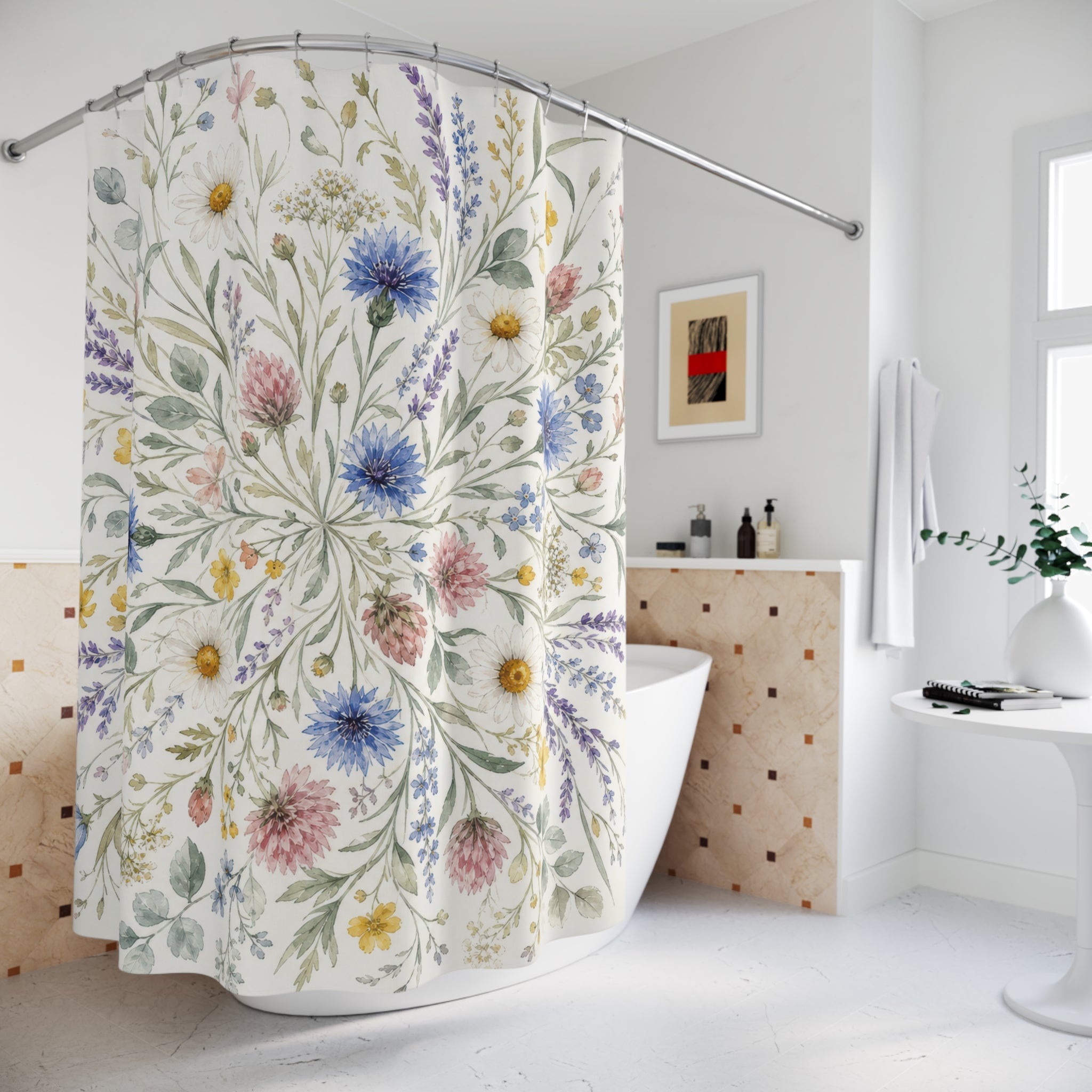 Round Botanical Bouquet Shower Curtain