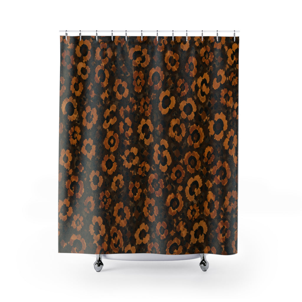 Midnight Gold Leopard Print Shower Curtain