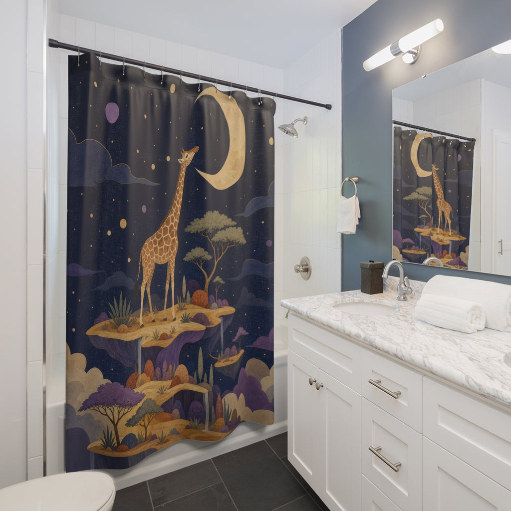 Moon Stars Safari Animal Scene Shower Curtain