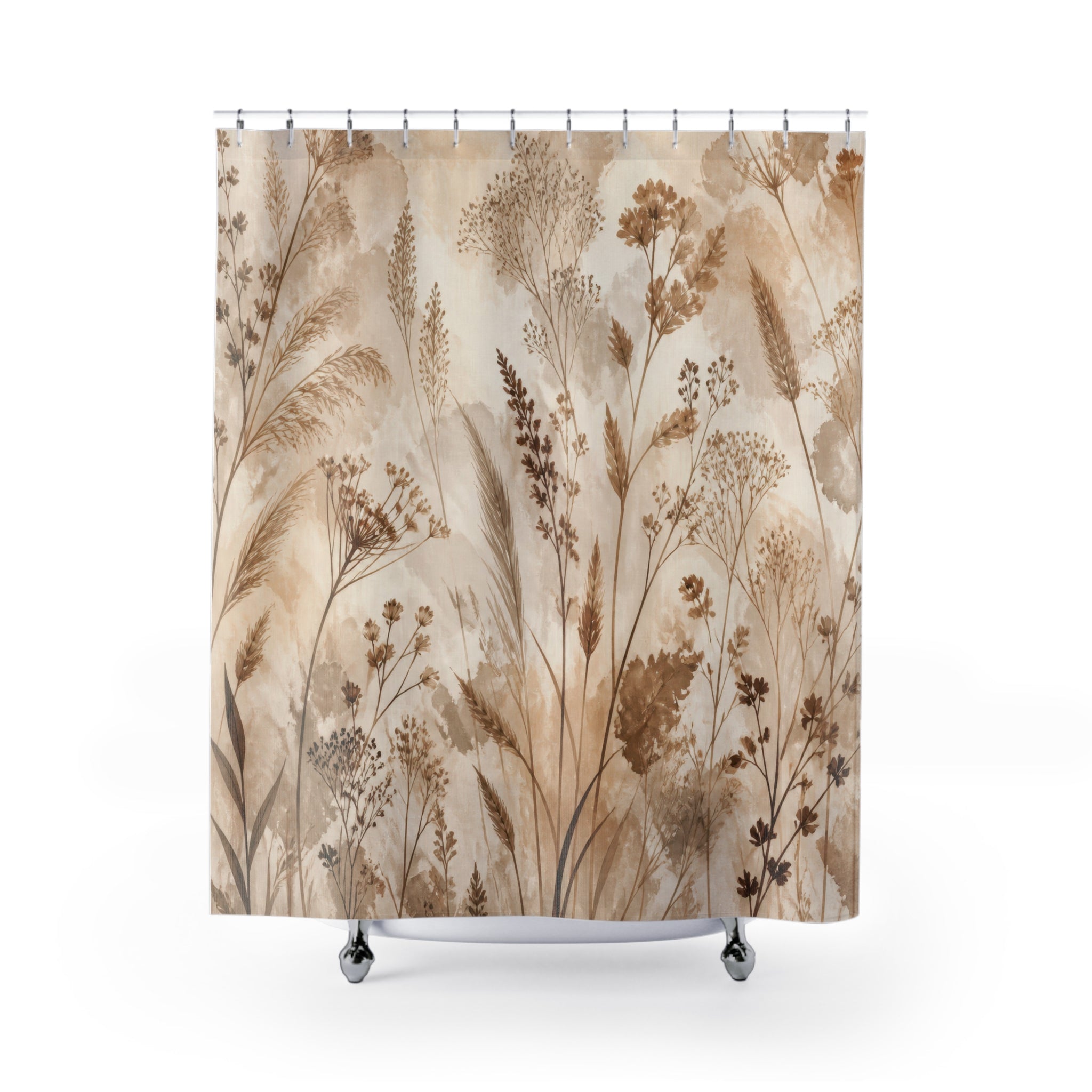 Beige Wheat Botanical Shower Curtain