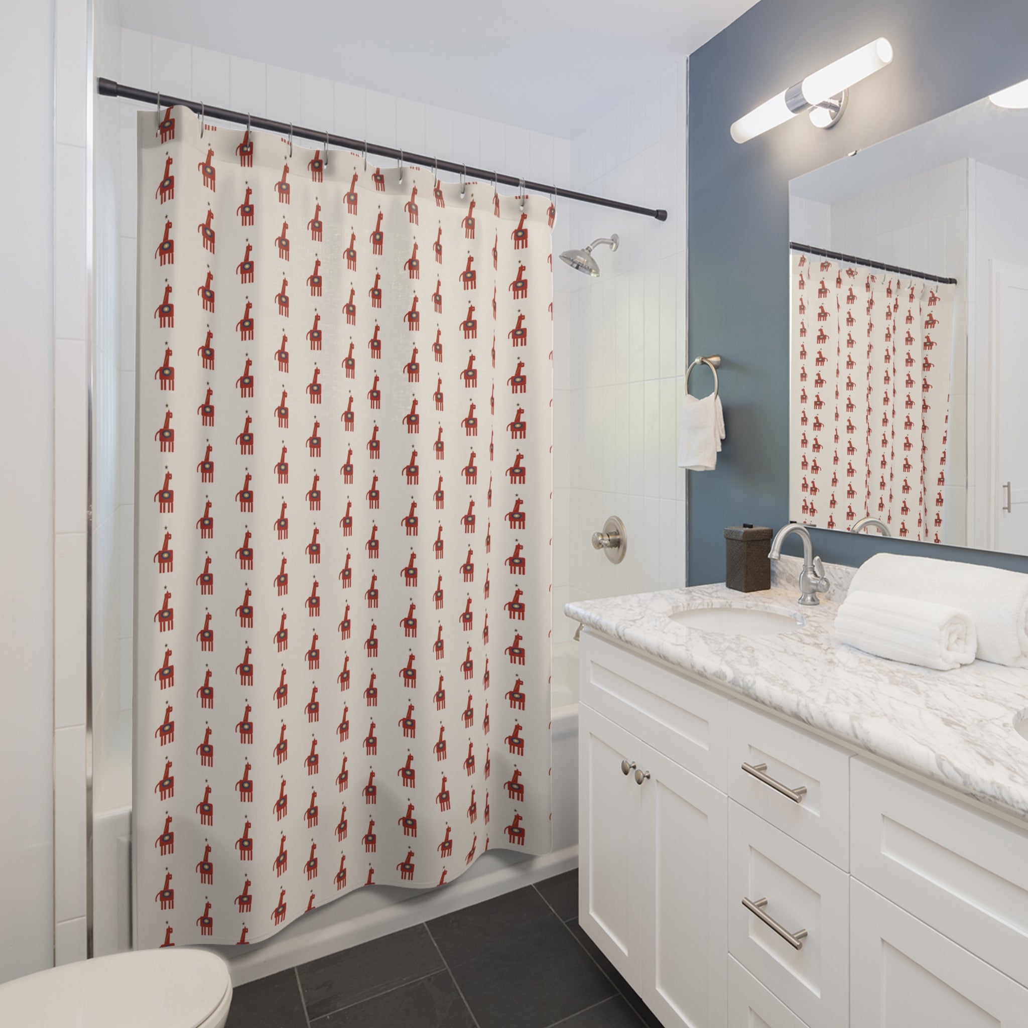 Dala Horse Shower Curtain – Swedish Folk Art