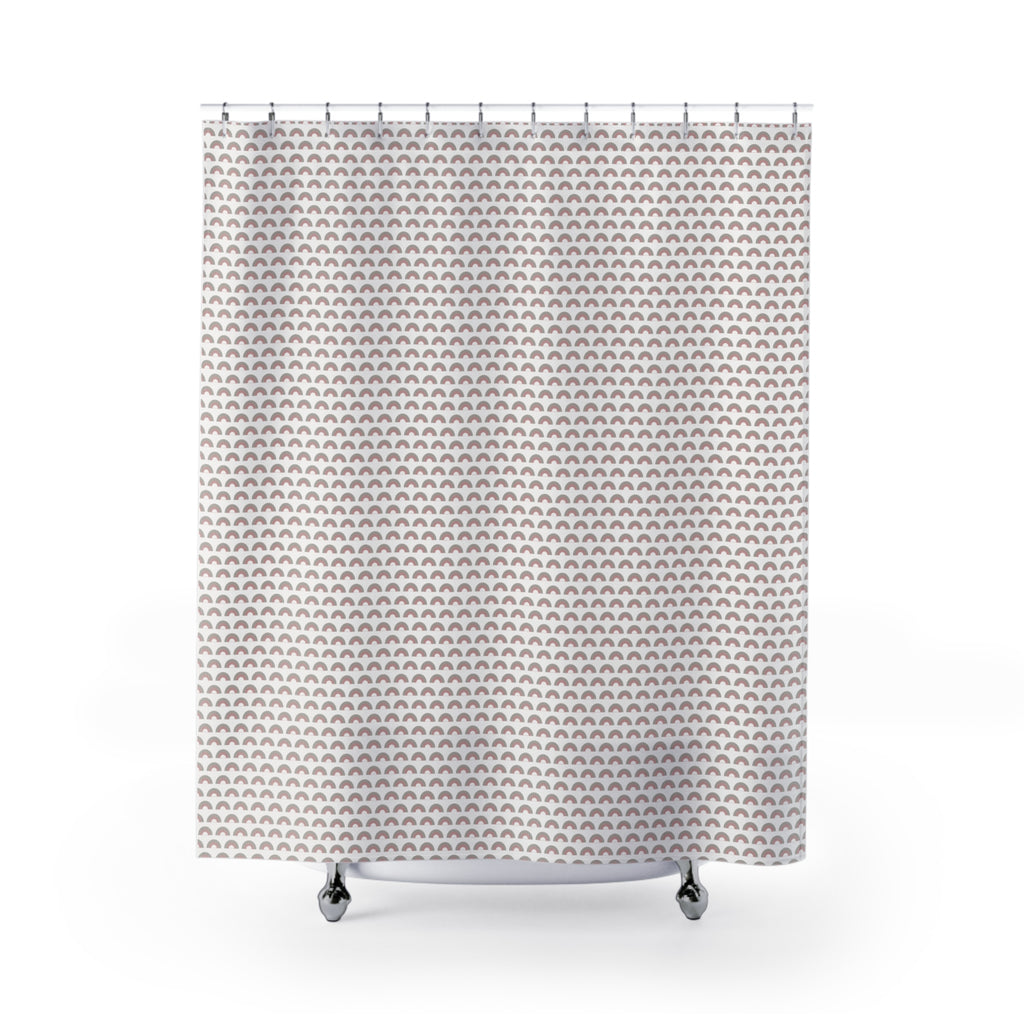 Scandinavian Arch Shower Curtain – Blush & Grey
