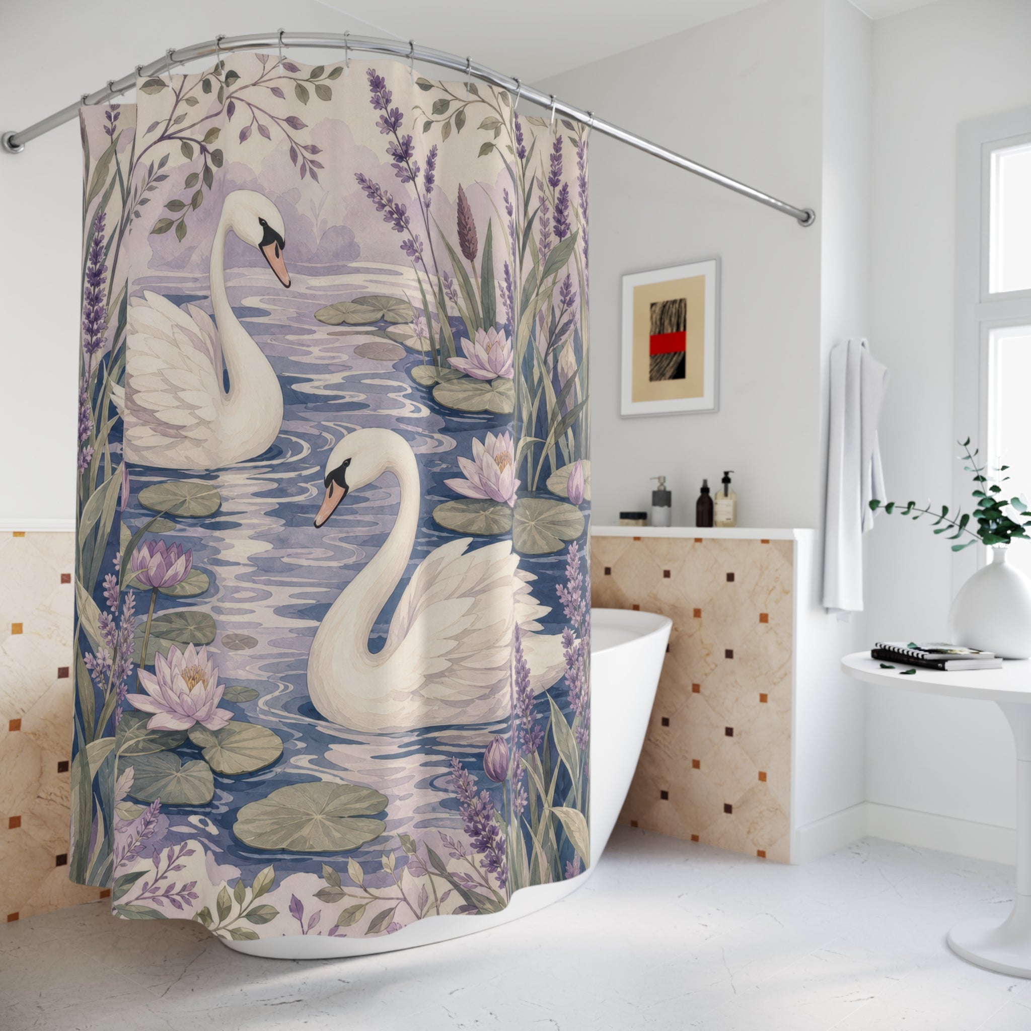 Unique Swan Shower Curtain