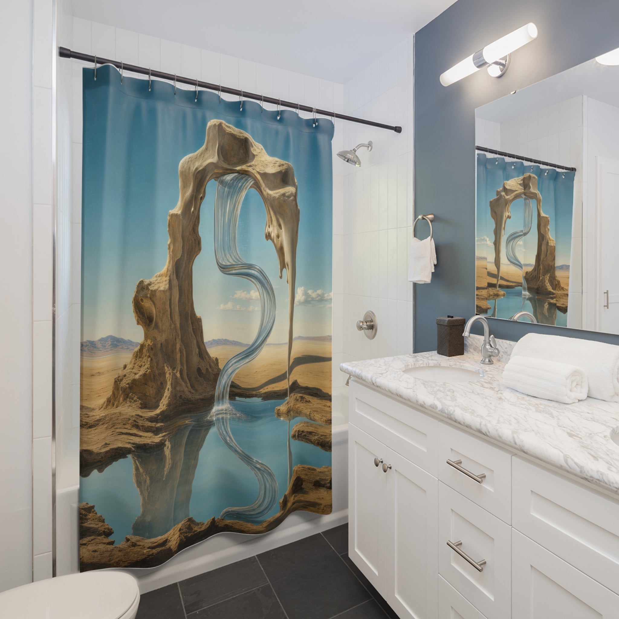 Desert Arch Waterfall Print Shower Curtain