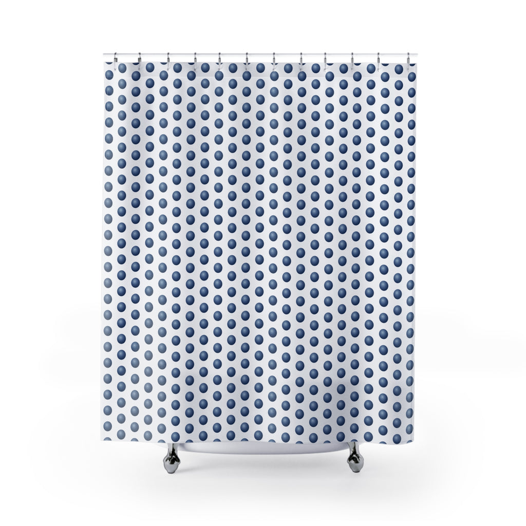 Blue and White Orb Grid Shower Curtain