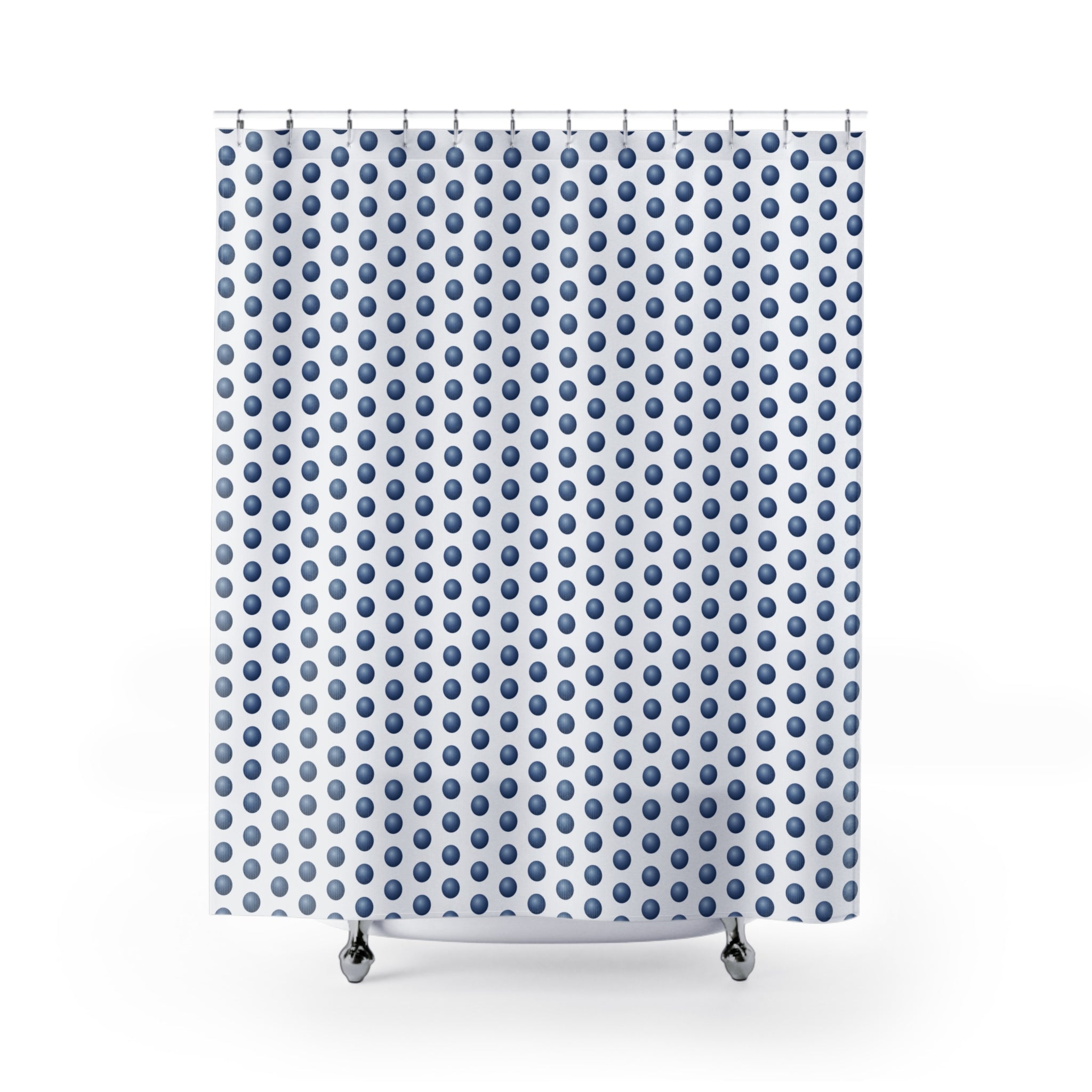 Blue and White Orb Grid Shower Curtain