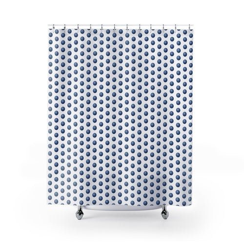 Blue and White Orb Grid Shower Curtain