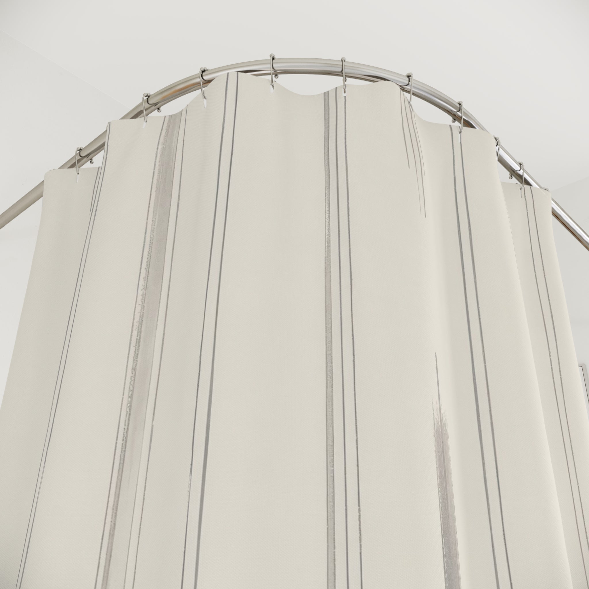 Minimal Grey Stripe Shower Curtain, Ivory Grey Classic Bathroom Decor, Modern Stripe Bath Curtain, Guest Bath Decor, Small Bathroom Decor