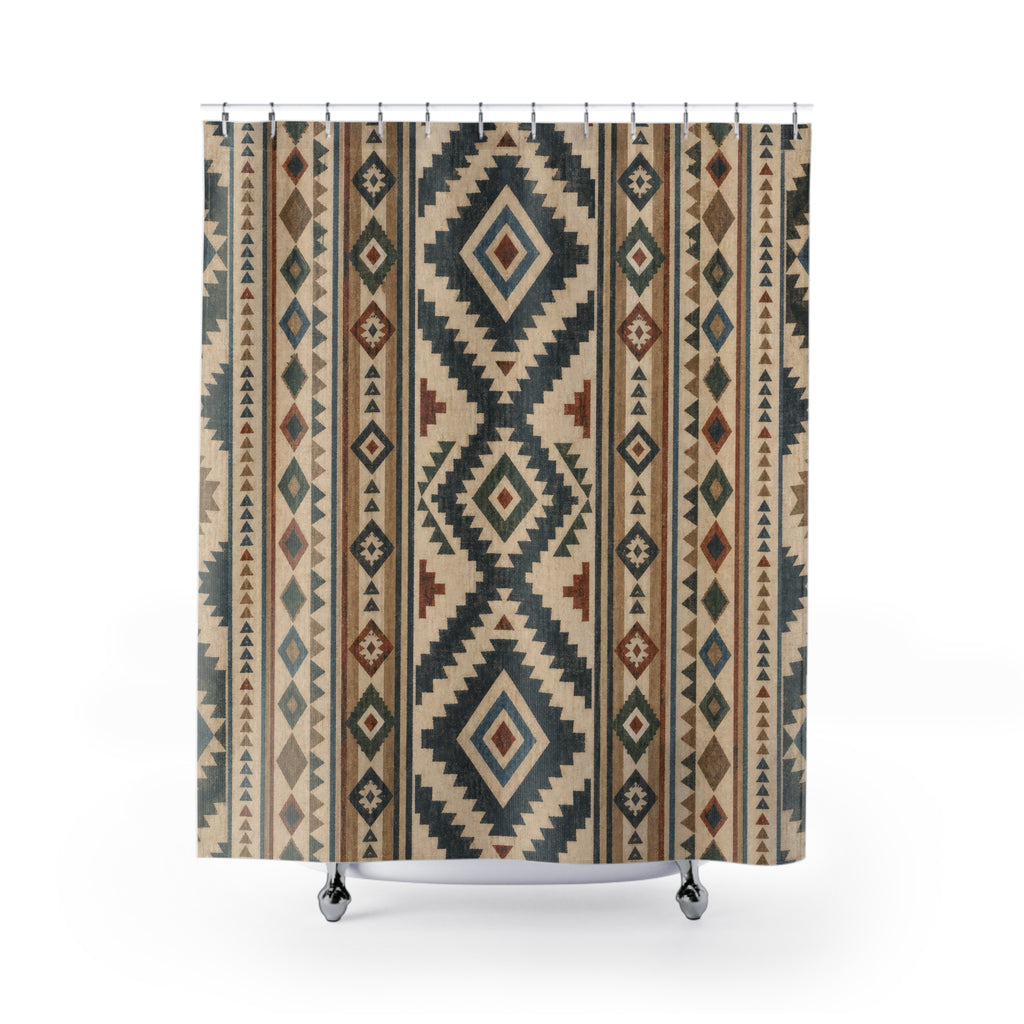 Teal Rust Southwestern Shower Curtain