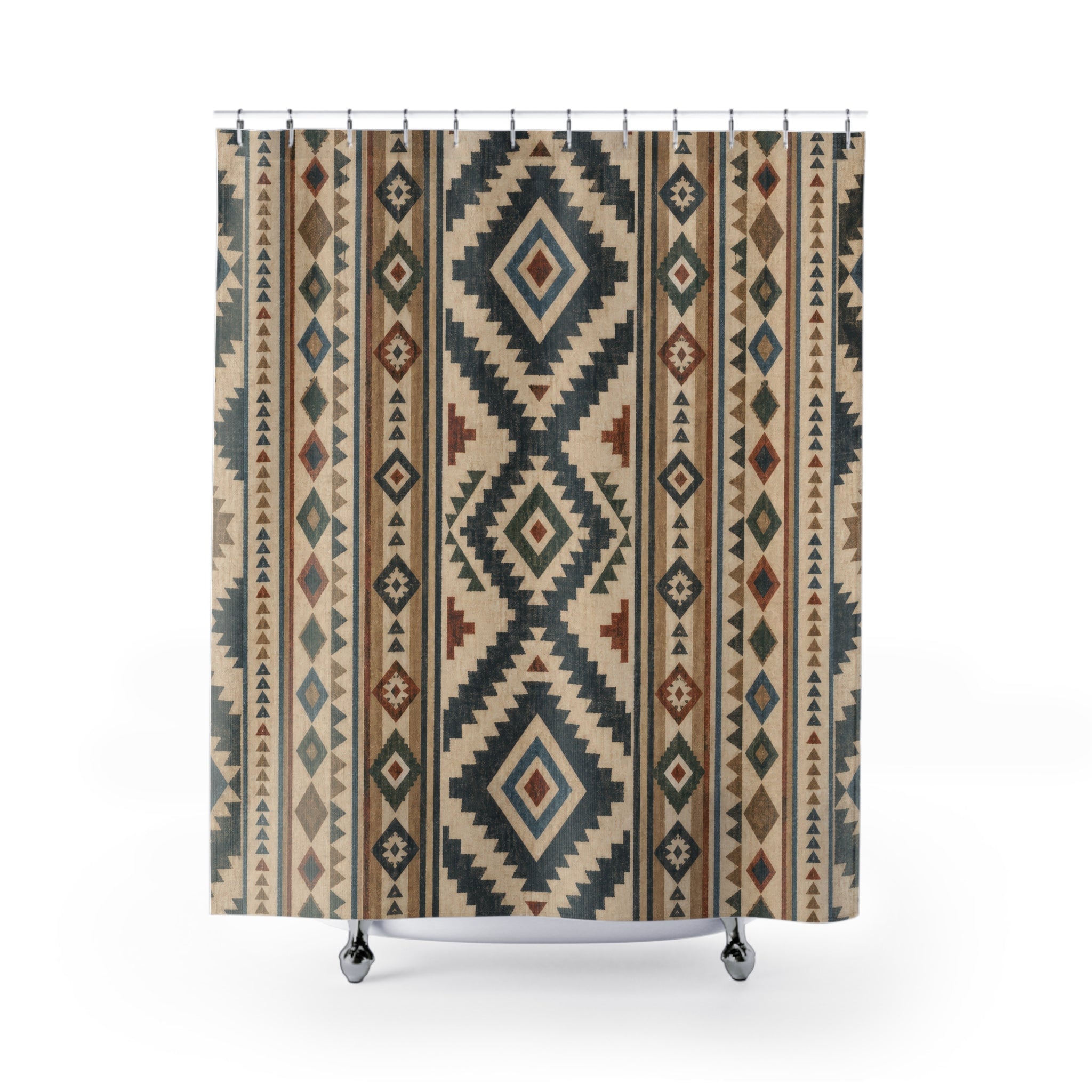 Teal Rust Southwestern Shower Curtain