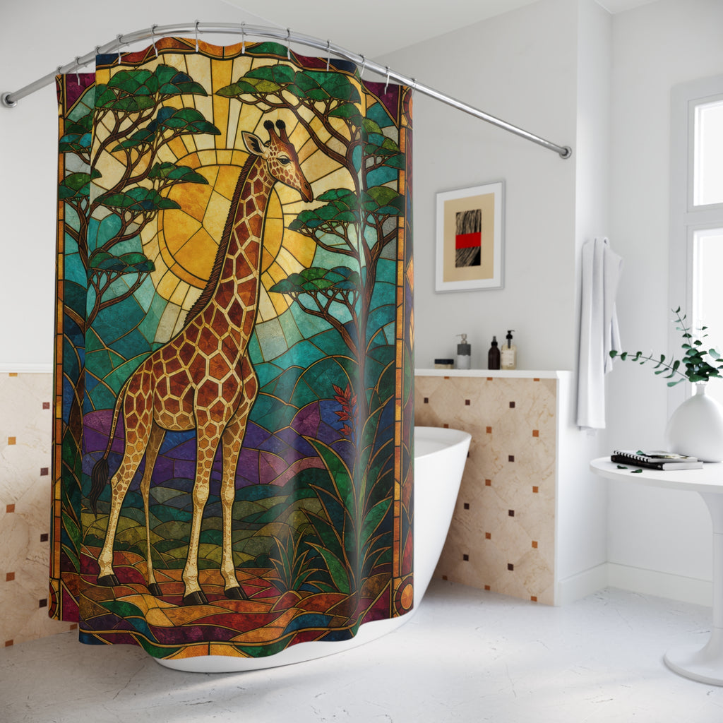 Stained Glass Giraffe Shower Curtain