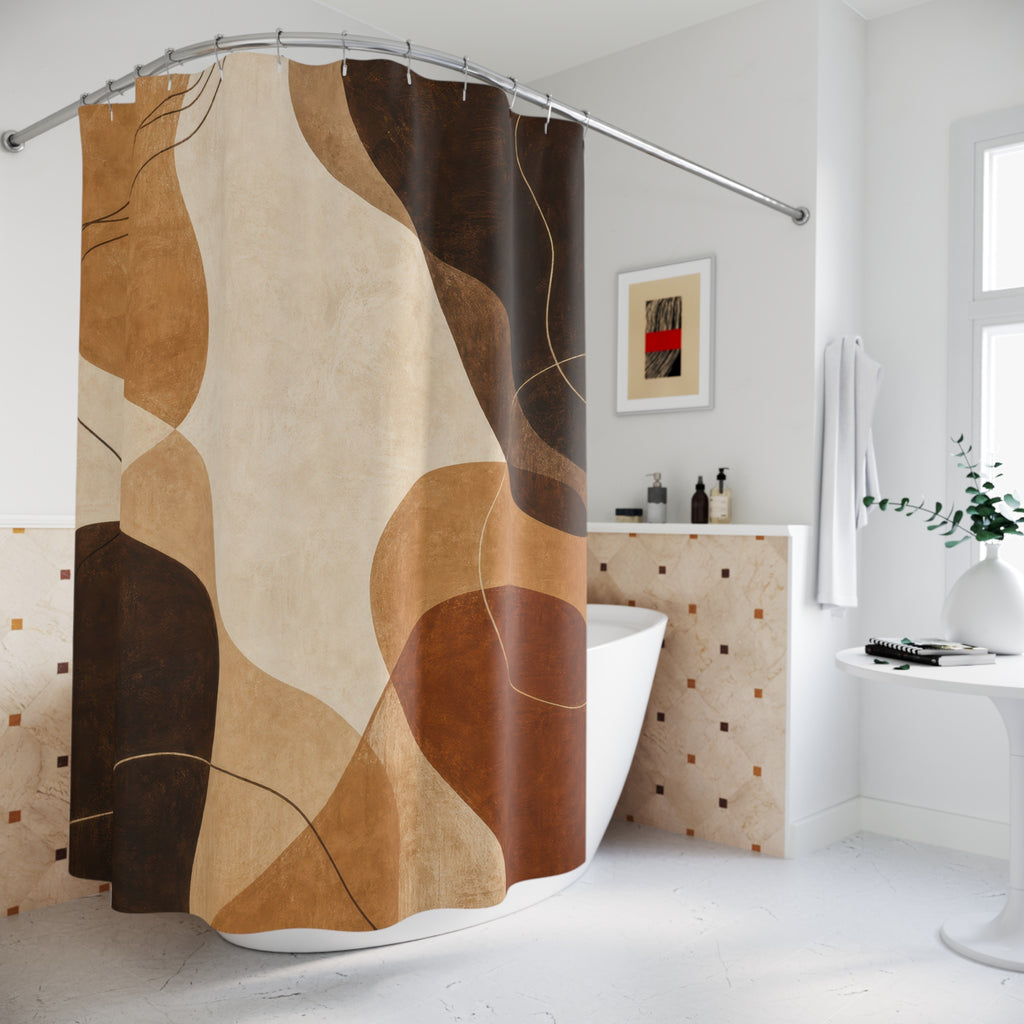 Brown Rust Organic Shape Shower Curtain