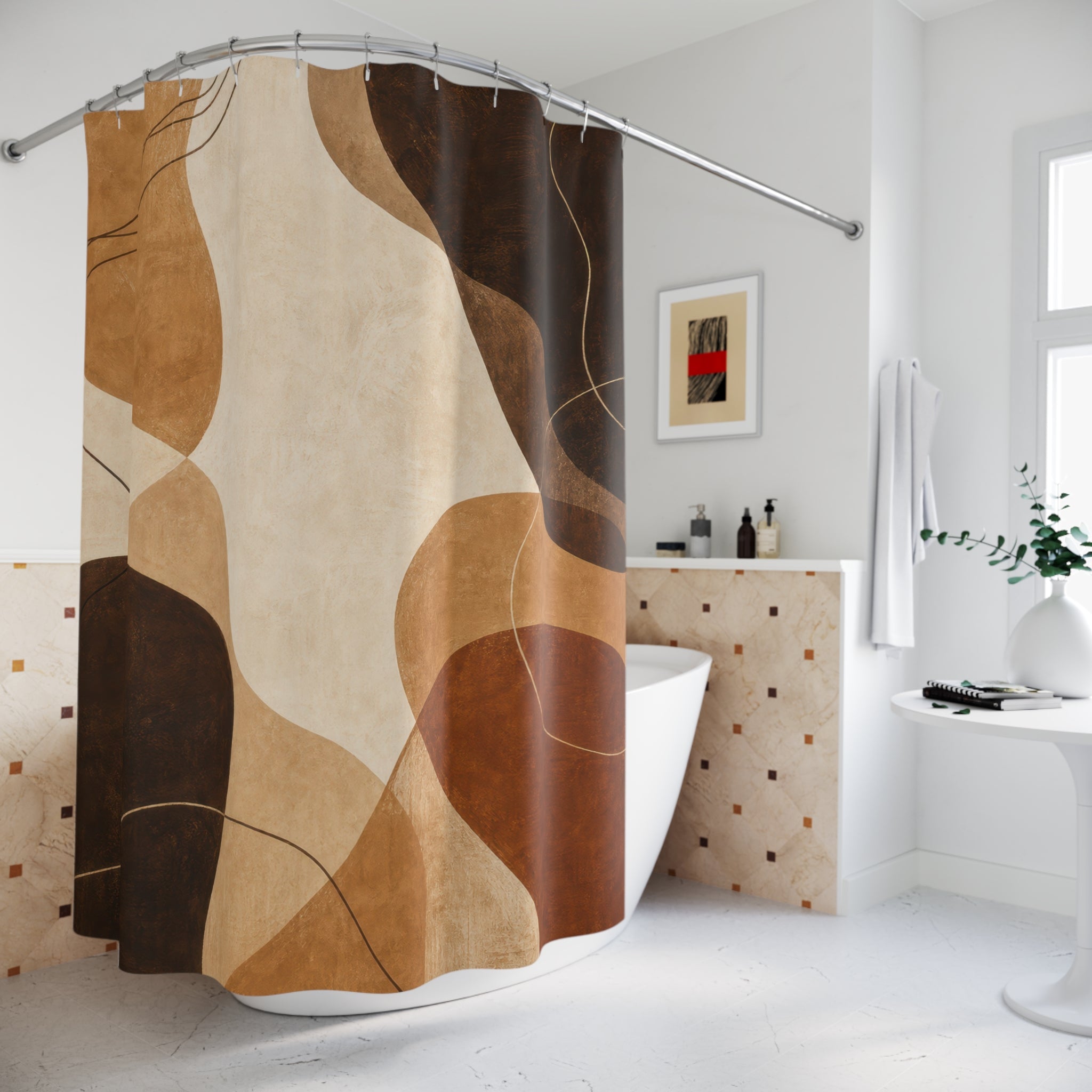 Brown Rust Organic Shape Shower Curtain