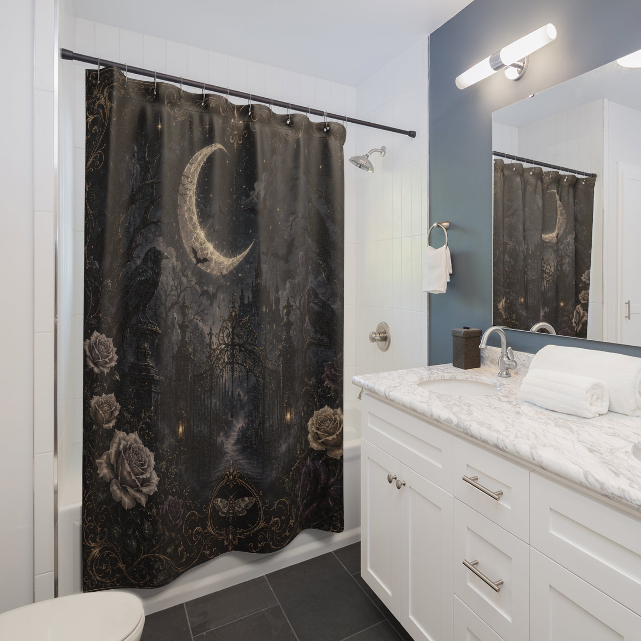 Spooky Shower Curtain: Gothic Moon