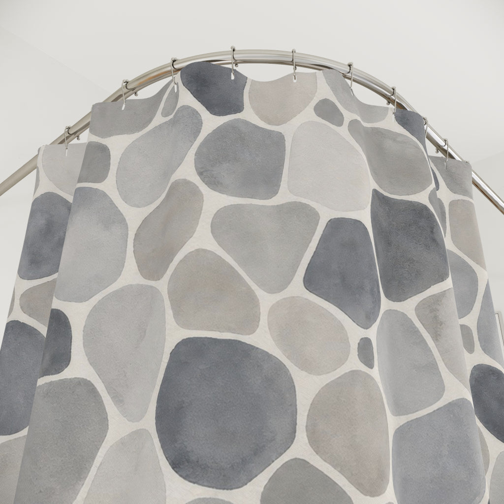 Rounded Pebble Stone Look Shower Curtain