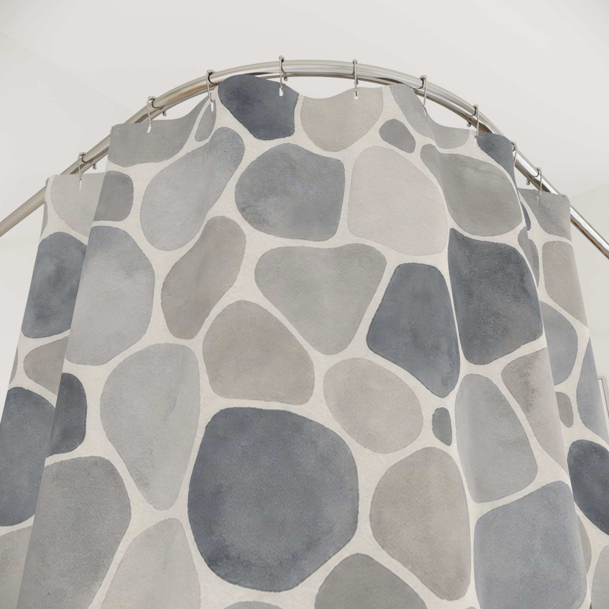 Rounded Pebble Stone Look Shower Curtain