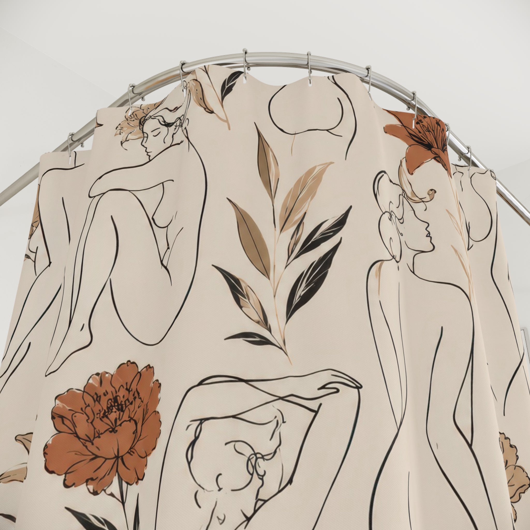 Sexy Shower Curtain: Nude Line Floral