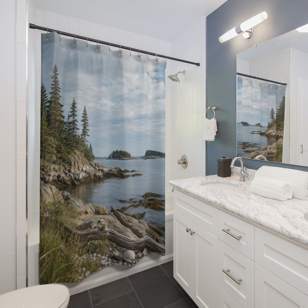 Rocky Coastal Landscape Shower Curtain