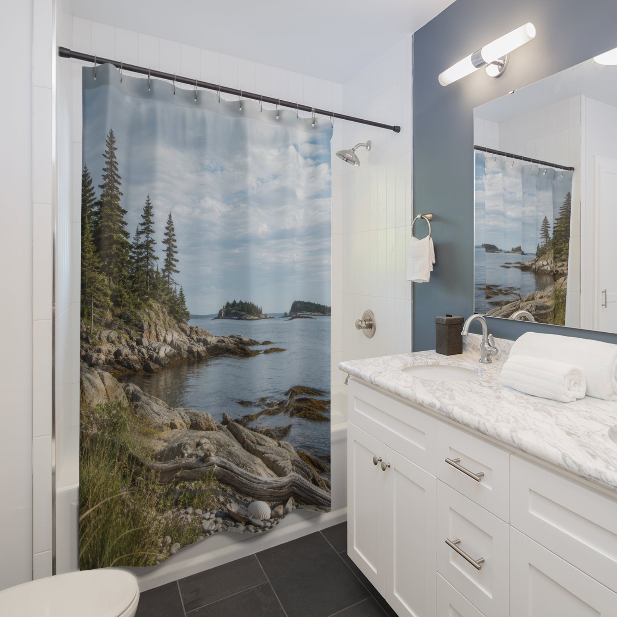 Rocky Coastal Landscape Shower Curtain