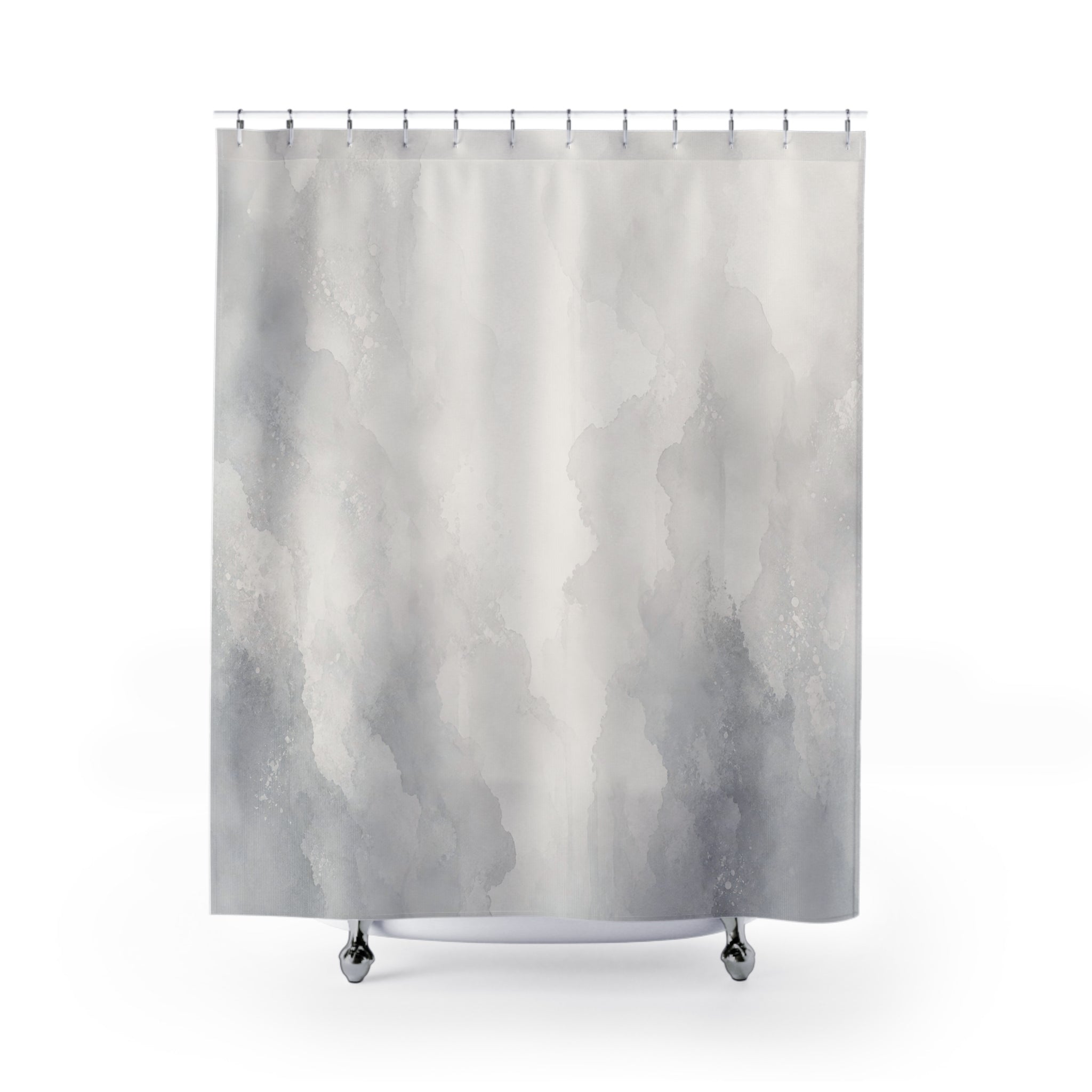 White Watercolor Stone Shower Curtain