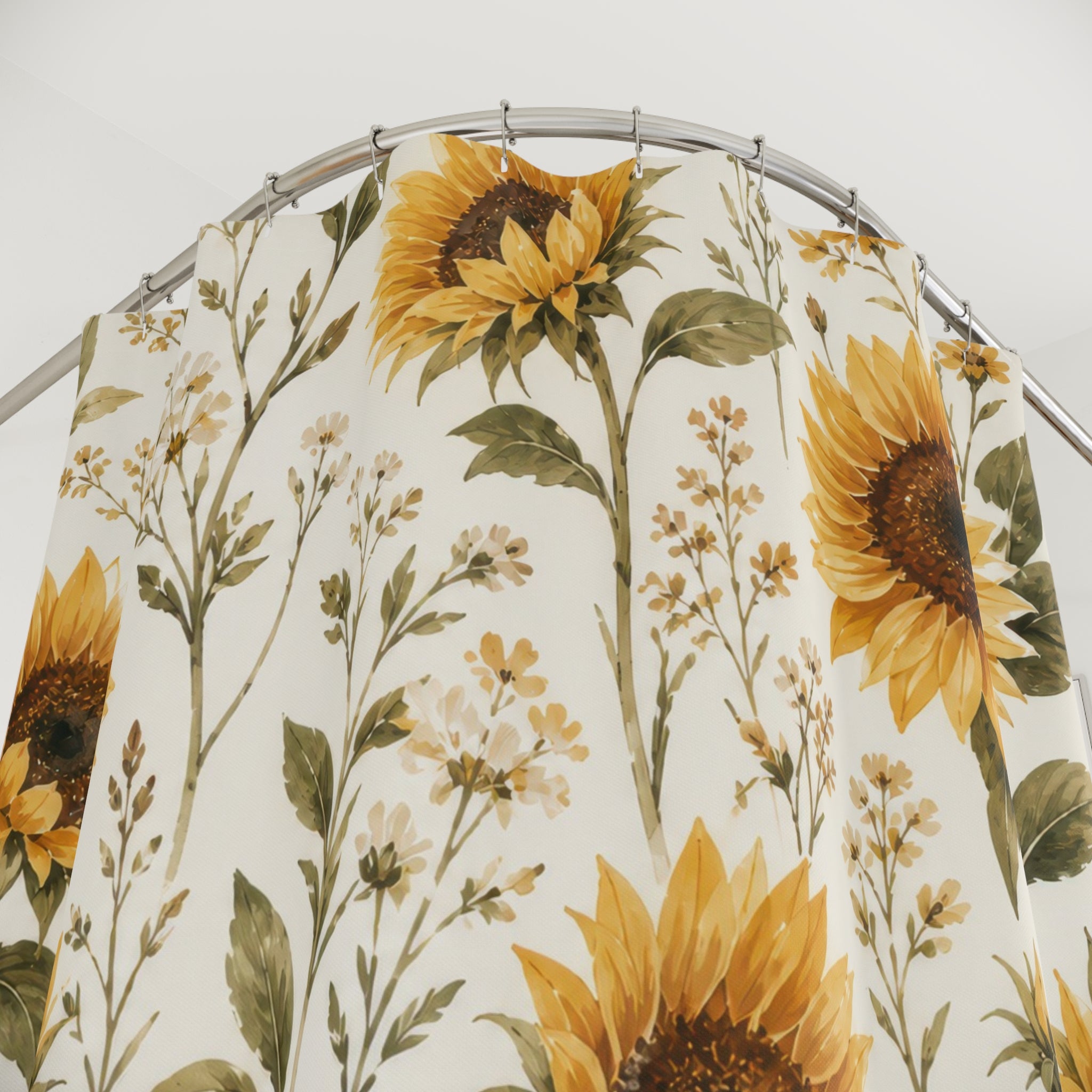 Yellow Country Floral Meadow Shower Curtain