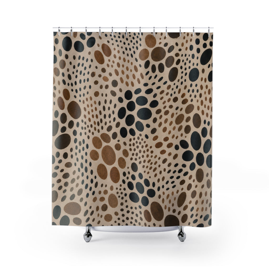 Black Brown Pebble Dot Shower Curtain
