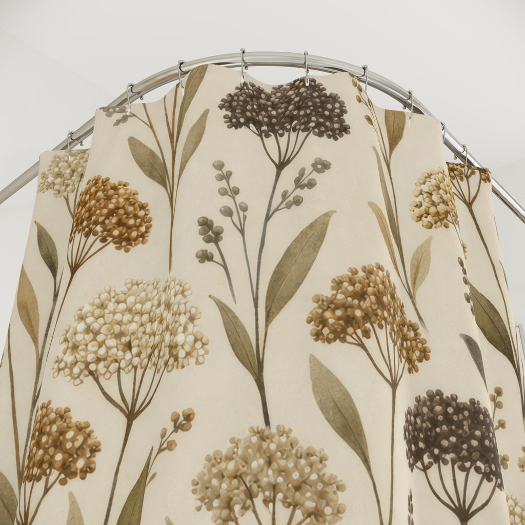 Neutral Wildflower Stem Shower Curtain