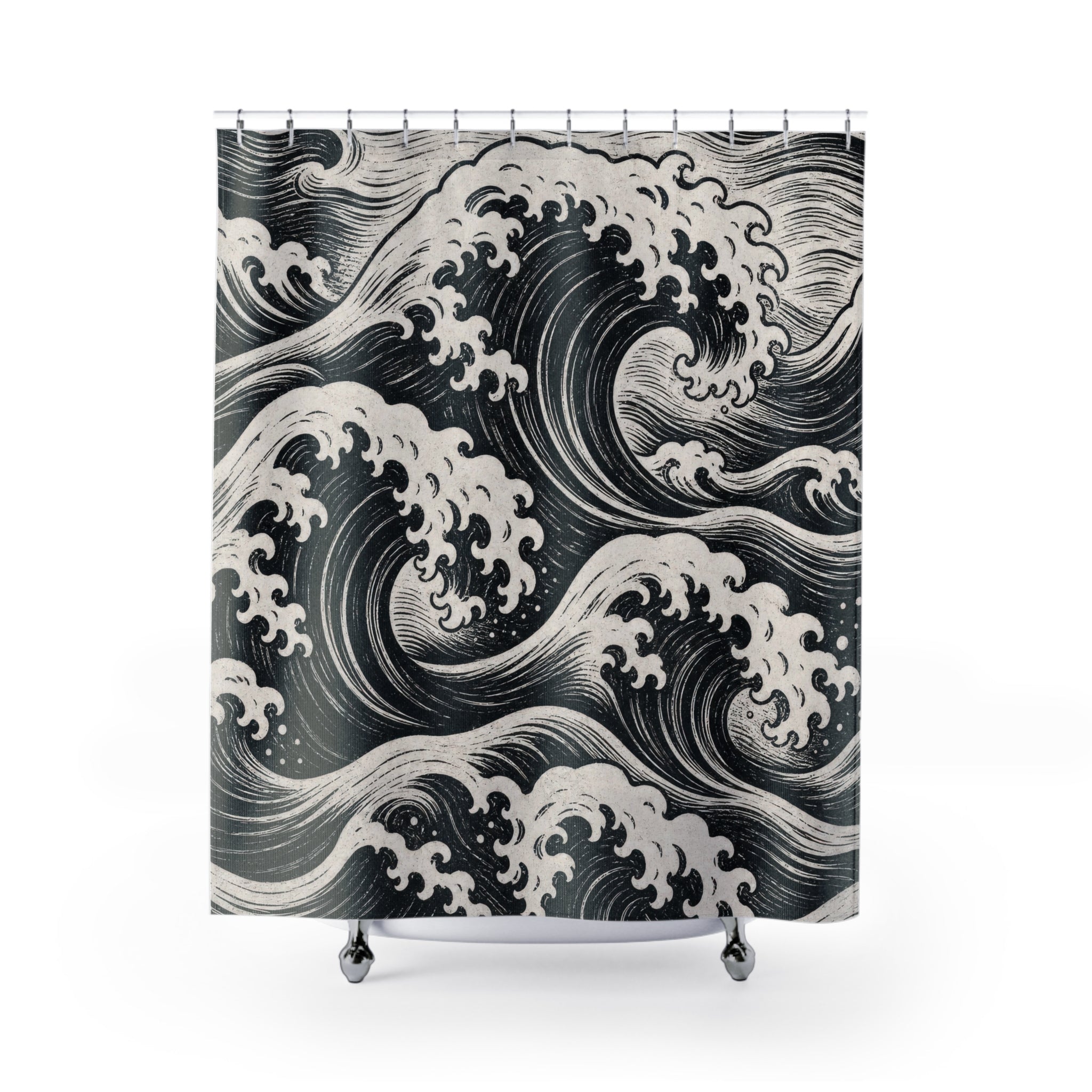 Black White Ocean Shower Curtain