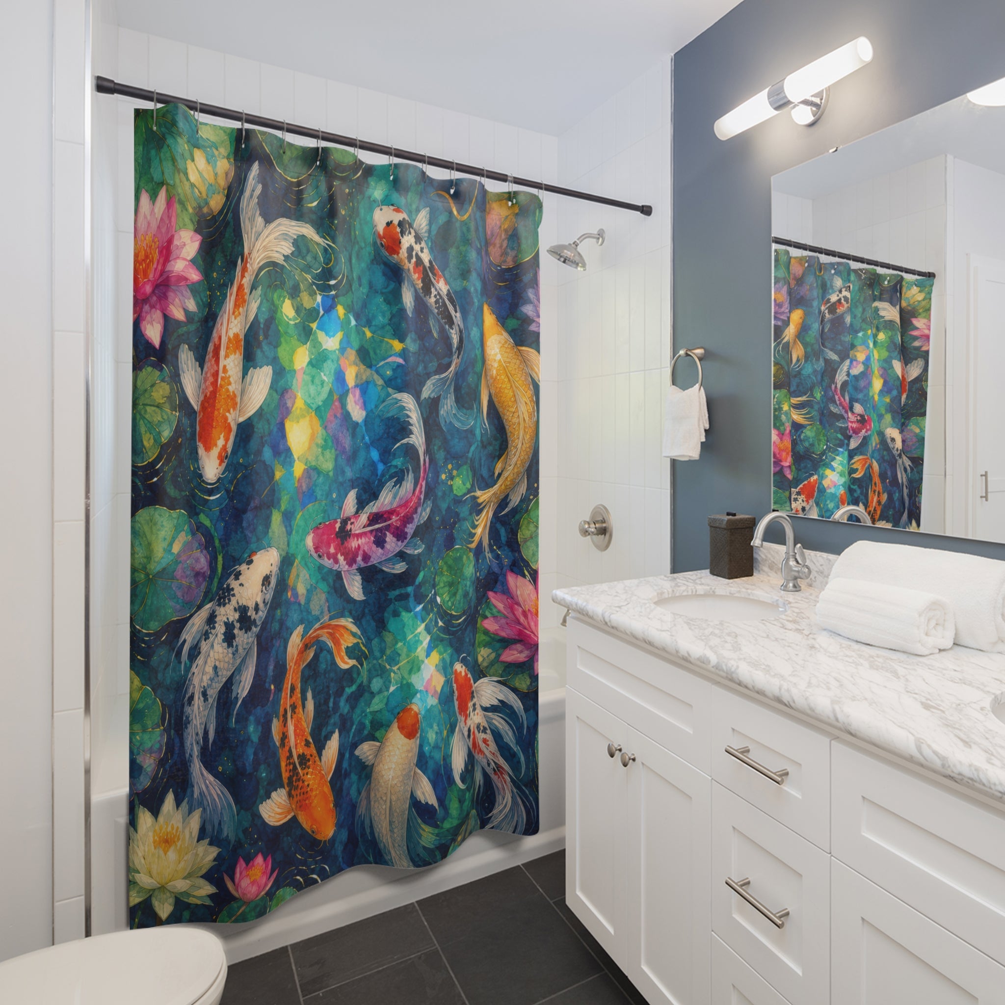 Prismatic Koi Garden Shower Curtain