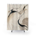Black Beige Line Art Shower Curtain