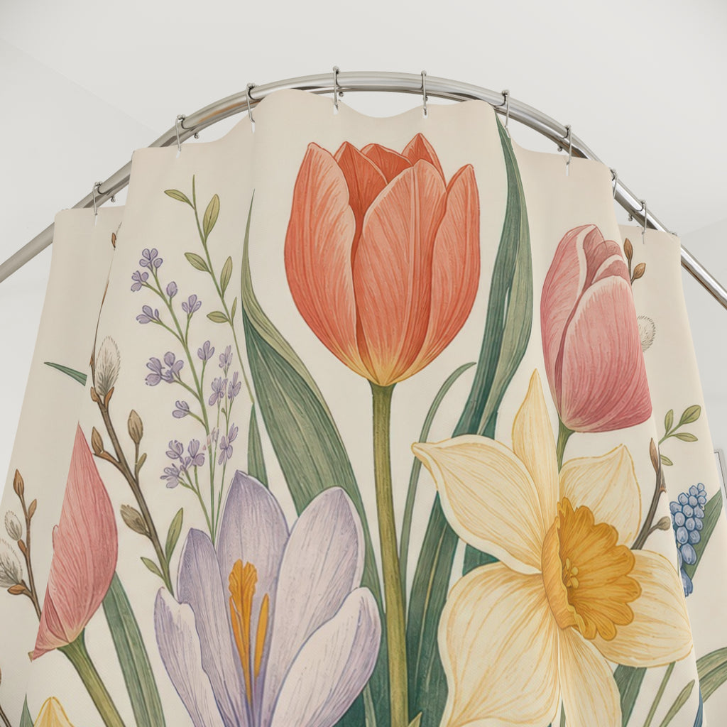 Spring Floral Flower Shower Curtain